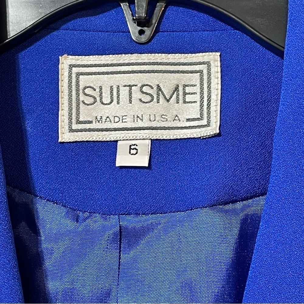 SUITSME Vintage Longline Blazer Jacket, Size 6 Royal Blue Preppy Academia Y2K - Picture 3 of 11